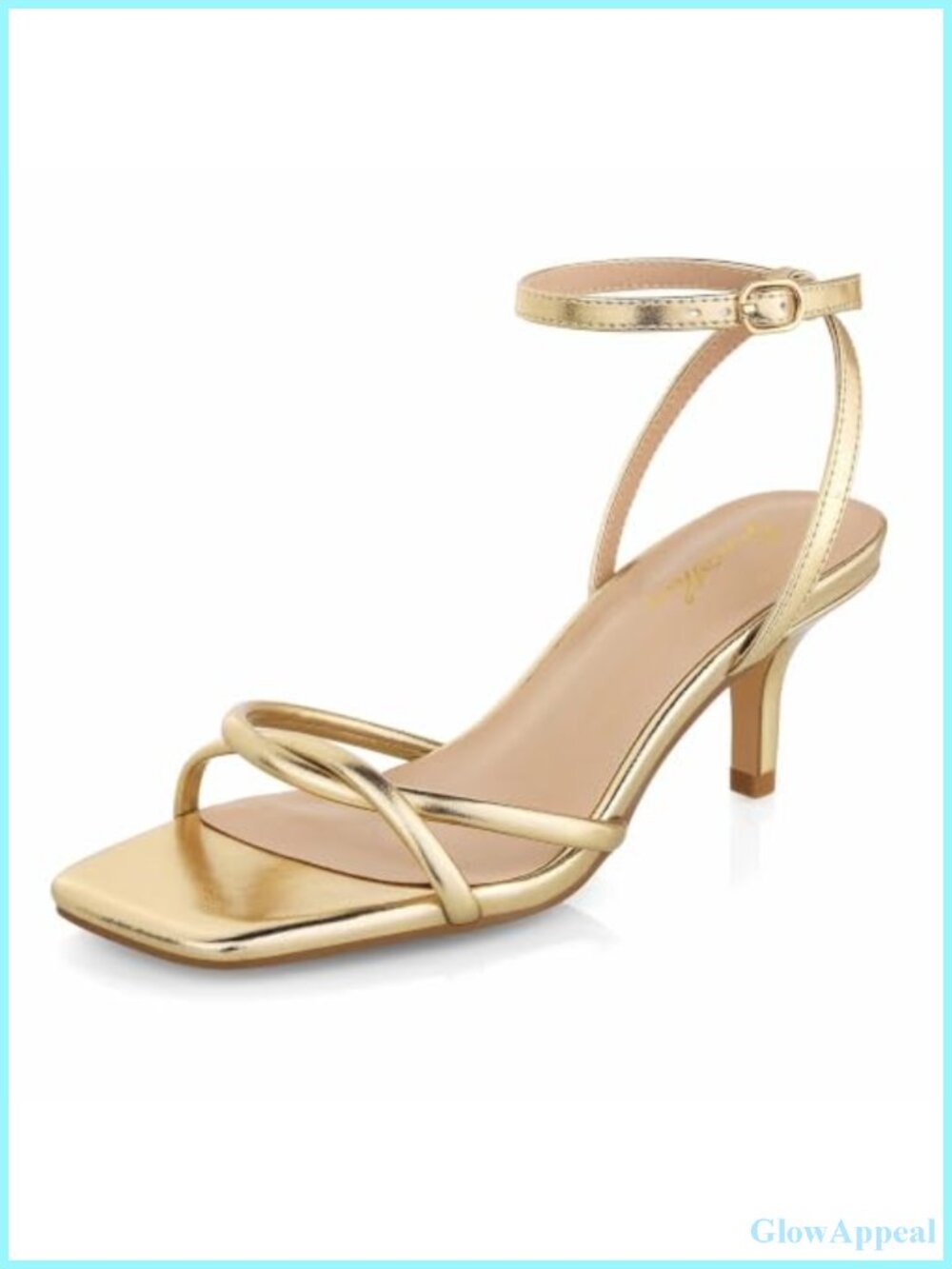 Strappy Kitten Heel Sandals Square Open Toe Ankle Strap Low Heels Dressy